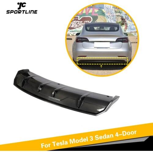 Carbon Fiber Car Rear Bumper Diffuser Lip Splitters For Tesla MODEL 3 2016 - 2019 Rear Bumper Diffuser Lip Splitters