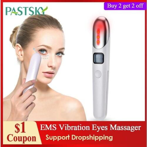 EMS Eyes Massager Vibration Red Light Hot Therapy Vibration Anti Wrinkles Remove Dark Circle Anti Aging Eye Care Beauty Massager