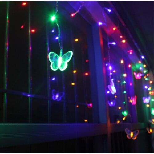 Hot sale!Beautiful RGB 18 Butterfly 4m 100SMD LED STRING Strip Festival Holiday Curtain LIGHTS CHRISTMAS WEDDING Lamps 110V/220V