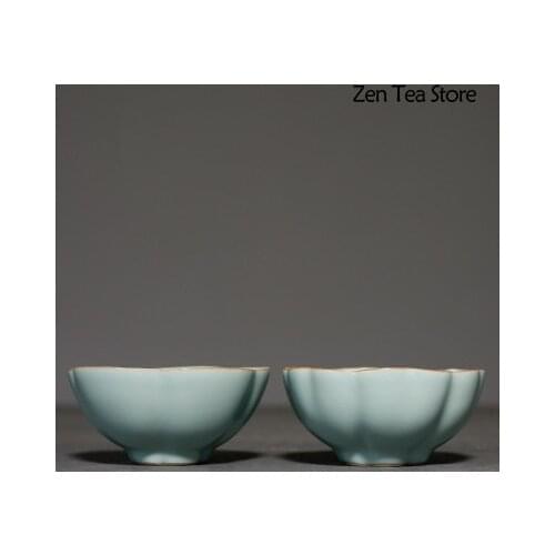 Ru Kiln Azure Tea Cup Ceramics Mugs Tea Cups Beer Kung Fu Tea Mug Whiskey Glass Drinkware Cup Ceramic Tea Set Water Mug Teaset