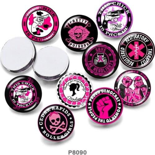 PINK SKULL Halloween 10mm12mm/18mm/20mm/25mm/30mm Round Glass Cabochon Flat Back Making Findings P8090