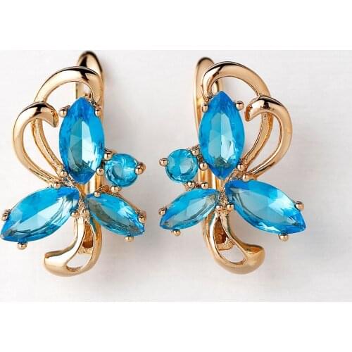 Best Stud Earring Party Bohemia Jewelry Small Natural Zircon Blue Crystal Name Earrings Statement Gold Custom Earring Women Gift