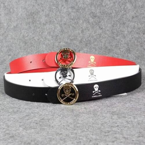Fashion ML Belt Men Sport Golf Leather Belt Black Red White