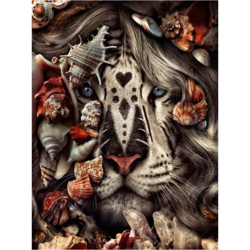 Sea Shell Embroidery Mosaic Craft Lion Full Diamond Painting Kits Crystal Picture Wall Paper Rhinestone Drawing Christmas Gift