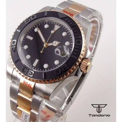 40mm Black Sterile Dial Brushed Ceramic Bezel Sapphire Glass date NH35A MIYOTA 8215 Movement Automatic Mens Watch