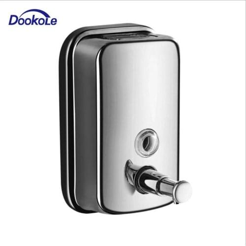 Bathroom wall-mounted manual soap dispenser,Stainless steel kitchen dish soap container 500ml/800ml/1000ml