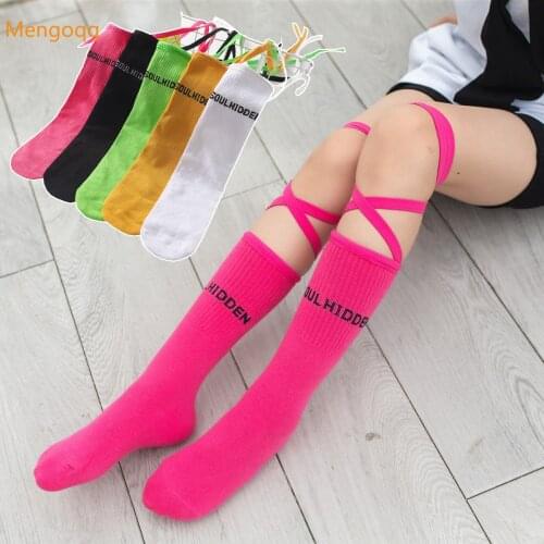 Baby Girls New Clothing Long Socks Kids Letter Casual Patchwork High Socks Bandage New Girl Children 3-12Y
