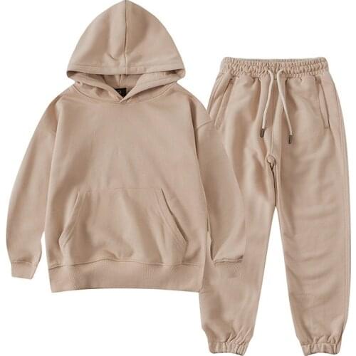 2021 New Childrens Wear Spring Autumn Tide Brand Solid Color Kids Clothes Set For Big Boys Cotton Teen Outfit 2pcs Set Unisex