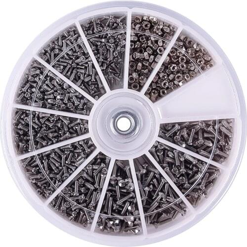 New 12 Kinds 600Pcs of Stainless Steel Screws Nuts Assortment Kit M1 M1.2 M1.4 M1.6 #69060