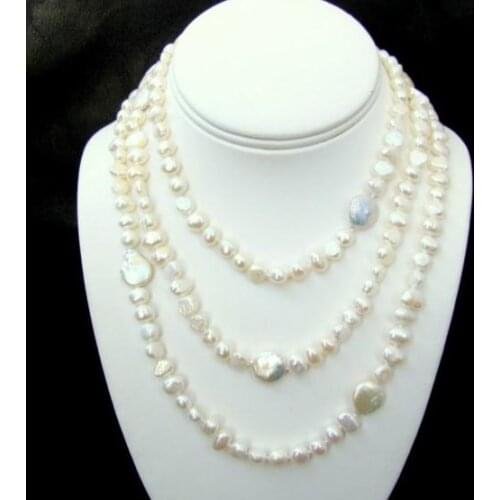 New Favorite Pearl Necklace 46'' Long Genuine Baroque Pearl Necklace Handmade Classic Birthday Brides Fine Jewelry Women Gift