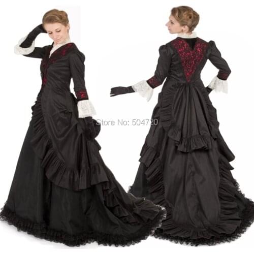 New arrival! Retro Sexy Black Victorian Eras Regency Civil War Revolutionary Halloween dress HL-135