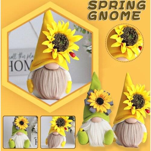 Bee Gnome Sunflower Doll Desktop Plush Gnomes Ornaments Handmade Faceless Cute Elf Doll Home Festival Decor GQ