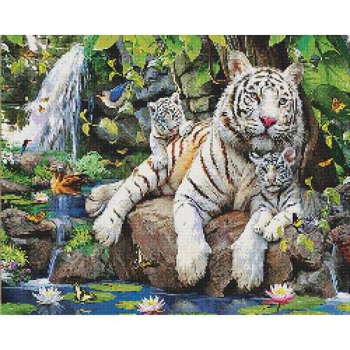 Tiger Full Round Diamond Painting Cartoon Characters Diamond Embroidery Full Round Diamond Picture Home Decoration Painting