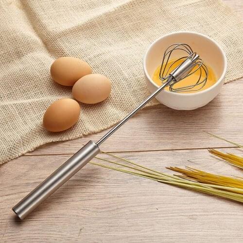 Stainless steel semi automatic eggbeater mixing stick kitchen tool household mini hand-held rotary cream stiring egg breaker