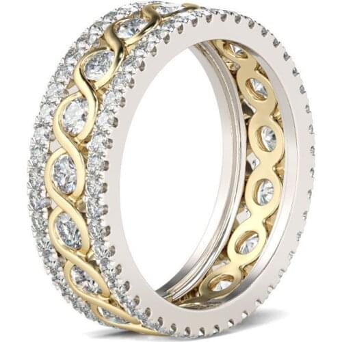 Gold Plated Color Separation Micro-Inlaid Zircon Ring Popular Jewelry European and American Hot