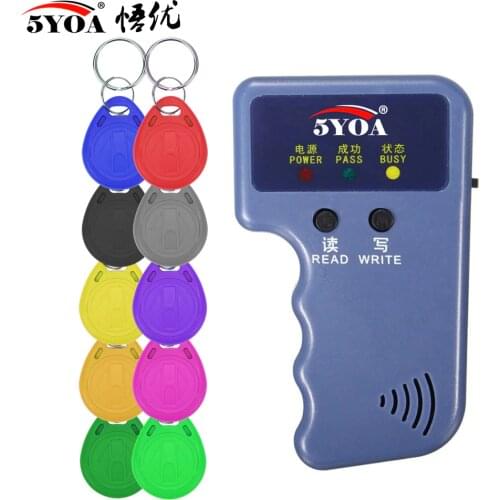RFID Card Reader Video Programmer 125KHz EM4100 Copier Writer Duplicator + EM4305 T5577 Rewritable ID Keyfobs Tags Card