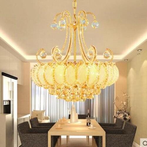Modern minimalist golden LED crystal chandeliers atmosphere hall living room lamps restaurant lighting creative meal pendant LED