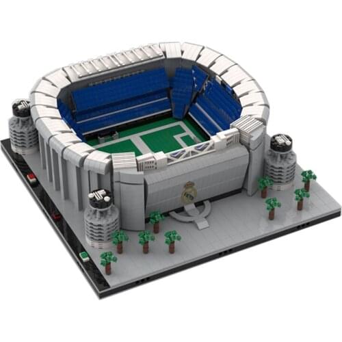 Street view MOC building blocks Real Madrid football field Santiago Bernabeu building 3558 PCS childrens toys