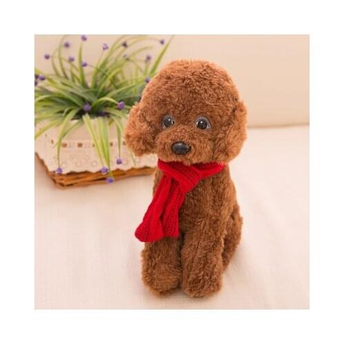 Dark brown ted dog with scarf about 30cm plush toy doll birthday gift b0807