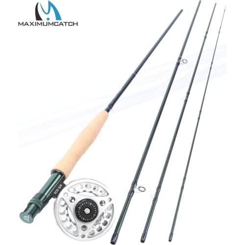 Maximumcatch Fly Rod and Reel Combo 8'4"/8'6'/9'/9'6'' 3/4/5/6/7/8WT Carbon Fishing Rod with Large arbor Aluminum Reel