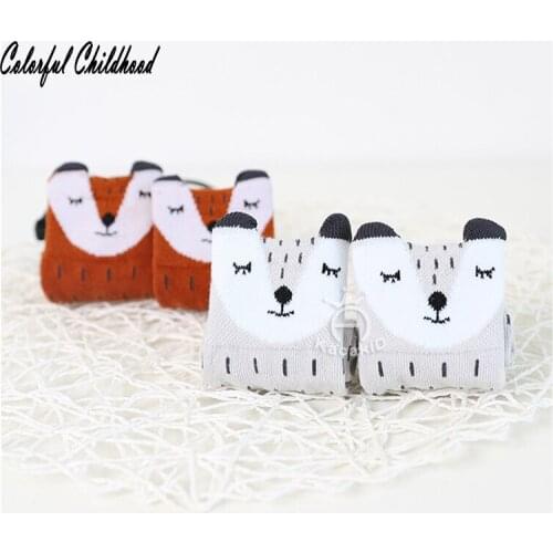 Spring Autumn Hot Cute Kids Fox Socks Unisex Baby Anti-slip Socks Cartoon Toddler Girls long Socks for 0-4 years