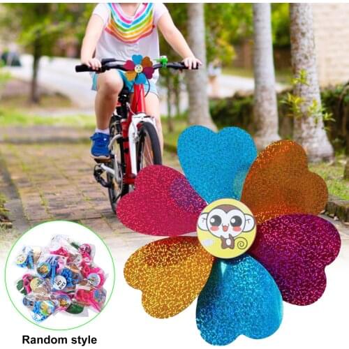 Bicycle Windmill 6-leaf Colorful Cartoon Bike Toys Plastic Windmill For Baby Cycling Scooter Decorative Accessories Kids Gift