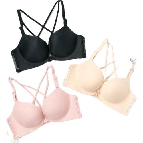 Sexy Lace Bras For Women Front Closure Push Up Adjustment Seamless Bralette Multi-Functional Straps Comfort Lingerie A B Cup