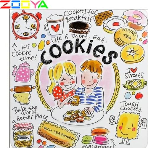 Zooya Diy Mosaic Diamond Painting Food Burger Couple Diamond Cross Embroidery Home Art Decoration Diamond Number Painting Sp335
