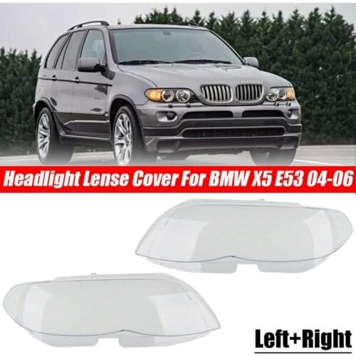 1 Pair for -BMW X5 E53 2004-2006 Car Headlight Lens Cover Replacement Headlight Lampshade Glass Shell (Left+Right)