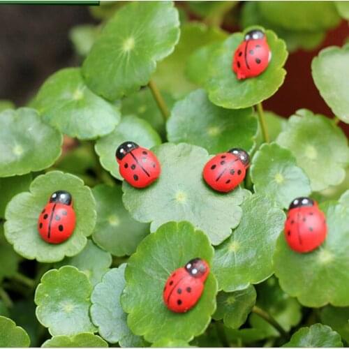 10Pcs/Lot Mini ladybug Garden Ornaments Scenery Craft For Plant Pot Decor Model Kawaii Cabochon Dropshipping Wholesale