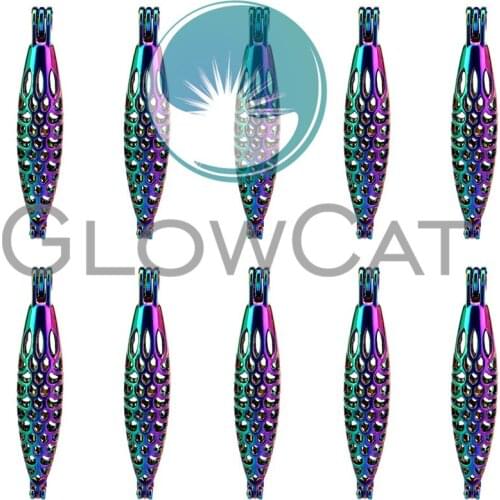 10X C258 Rainbow Long Shuttle Beads Cage Jewelry Making Perfume Essential Oil Diffuser Pearl Cage Locket Pendant