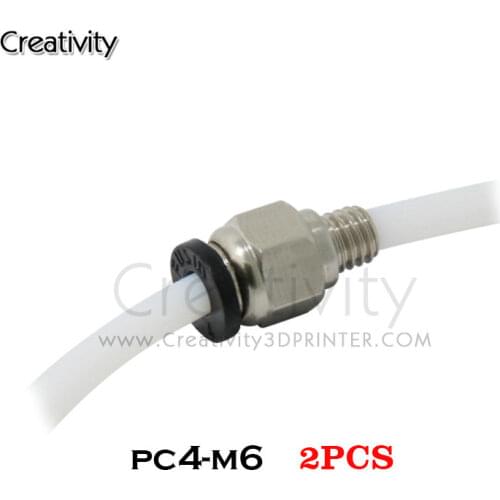 2pcs PC4-M6 Pneumatic Connectors Straight Air Fittings For PTFE Tube 4mm Hotend Extruder 3d printer Quick M6 Joint Part