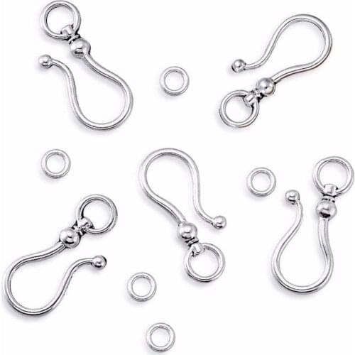 50Set Tibetan Style S Hook Clasps Jewelry Finding Cadmium Free Lead Free Antique Silver Color Hook:38x16x8mm Ring:8mm Hole:5mm
