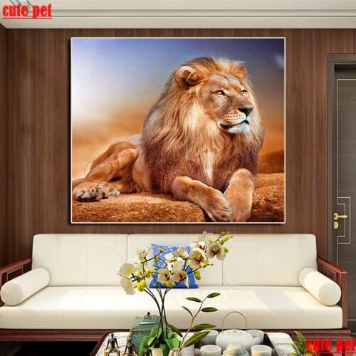 5D diy Diamond Painting Animal Lion Needlework full round rhinestones rhinestone pictures embroidery diamond mosaic home decor