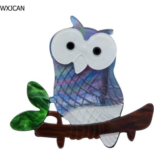 Acrylic owl brooch Bird pins de mujer Size 70mm*65mm
