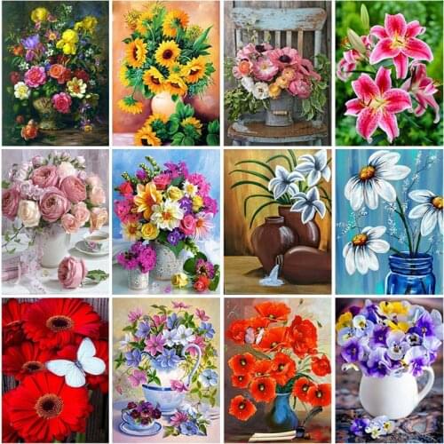 DIY Floral 5D Diamond Painting Full Square Drill Flower Diamond Embroidery Cross Stitch Kits Mosaic Wall Art Home Decor Gift