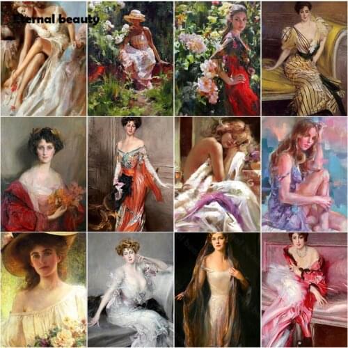 Diamond Painting Elegant Woman Portrait Diamond Mosaic Art Oil Painting Abstract Cross Stitch Kits Diamond Embroidery Handmade