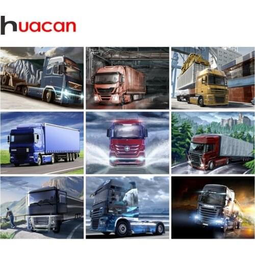 Huacan Diamond Painting Truck Mosaic Diamond Embroidery Cartoon Home Decoration Full Square Picture Rhinestone