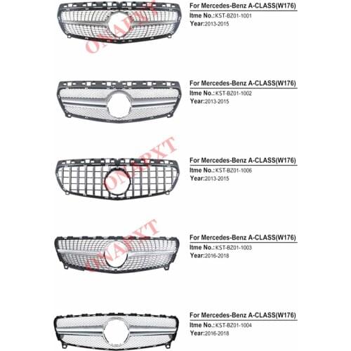 Car Hood Bumper Front Grill Middle Grille Center Diamond GT Vertical Bar 2013-2019 For Mercedes-Benz A-Class W176 W177 A180 A200