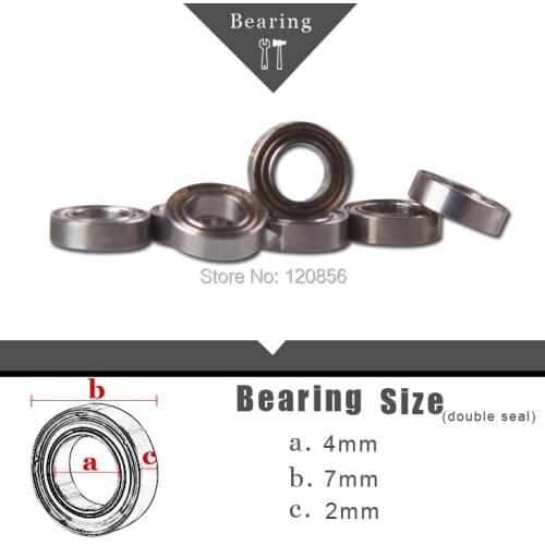 Free shipping 2016 brand new 10PCS 4x7x2mm Metal Bearings Double seal for RC helicopter boat car drone Remote control toy parts