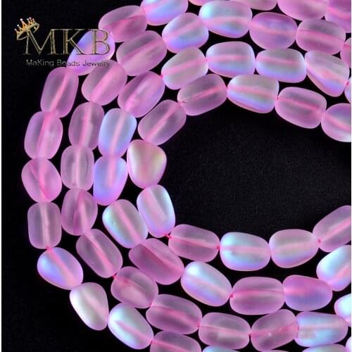Natural Irregular Dull Polish Matte Pink Moonstone Beads For Jewelry Making 9*13mm Space Loose Beads DIY Bracelets Jewellery 15"