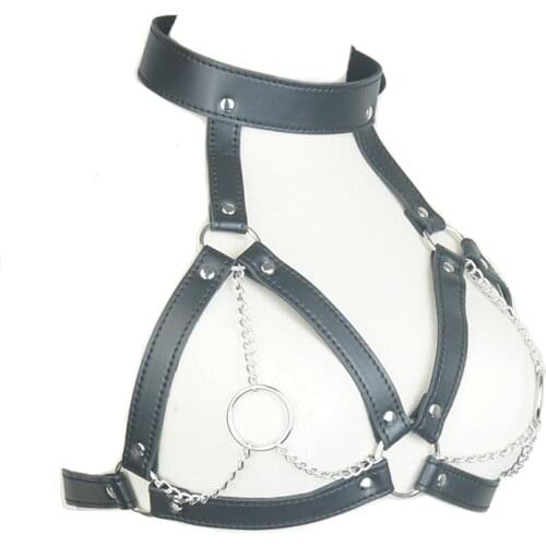 Bondage Gear,Women Leather Chain Bra BDSM Lingerie,Open Bust Body Harness,Sex Toys For Couples,Sexy Clubwear