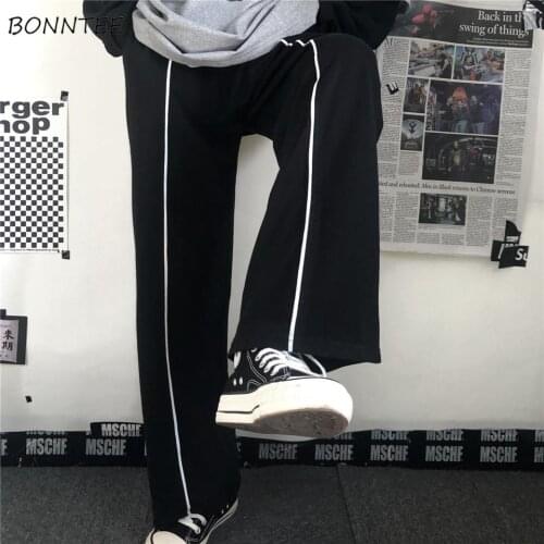 High Waisted Pants Women Unisex College Teens Pockets Trendy Black Simple Couple Loose Cool Streetwear Students Trousers Stylish