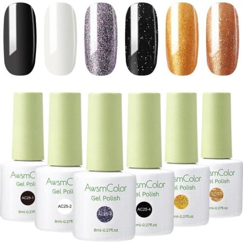 AwsmColor Gel Nail Polish Set, Pastel Color UV LED Soak off Nail Gel Kit, Christmas Nail Art
