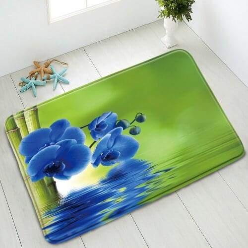 Color Flowers Plant Non-Slip Bathroom Mat Rose Butterfly Orchid Green Leaves Bamboo Bedroom Kitchen Doormat Absorbent Carpet