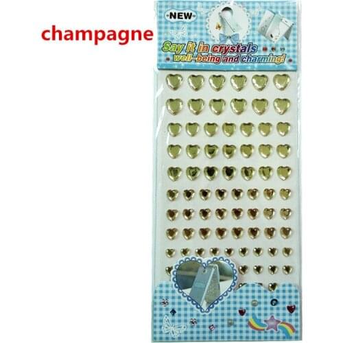 Childrens toy stickers Champagne Crystal Heart Rhinestones Self Adhesive kids gifts stickers Mobile phone Laptop decoration