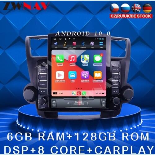 For Toyota highlander 2008-2013 Android 10 Tesla style Car DVD Player GPS navigation Car Auto Radio Stereo Multimedia Player