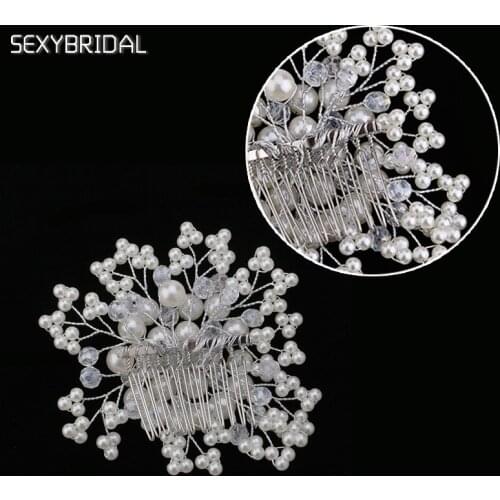 Elegant Wedding Pearl Crystal Bridesmaid Bridal Party Hair Comb Hairpin VL