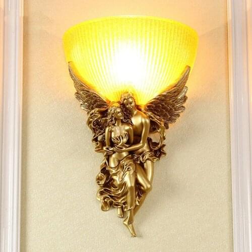 European Gold Angle Wall Lamp Vintage Luxury Glass Sconces Wall Lights for Home Art Decor Indoor Bedroom Bedside Light Fixtures