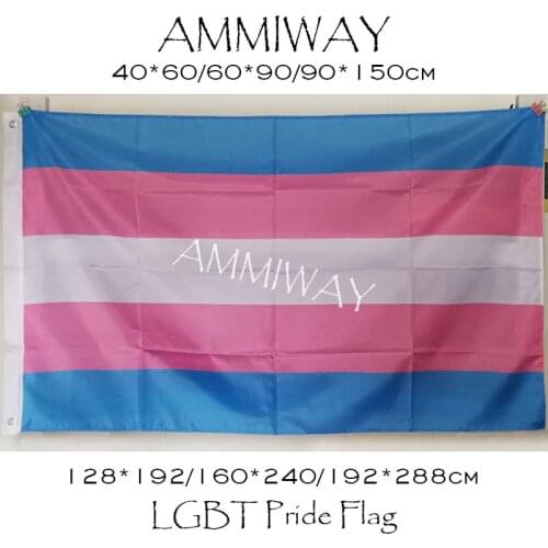 AMMIWAY Any Size LGBT Trans Transgender Pride Custom Flag Polyester Gay Colorful Rainbow Single Double Sided Flags and Banners